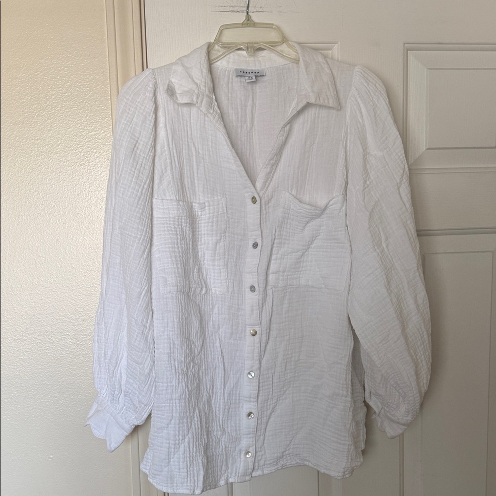 Topshop White Textured Blouse